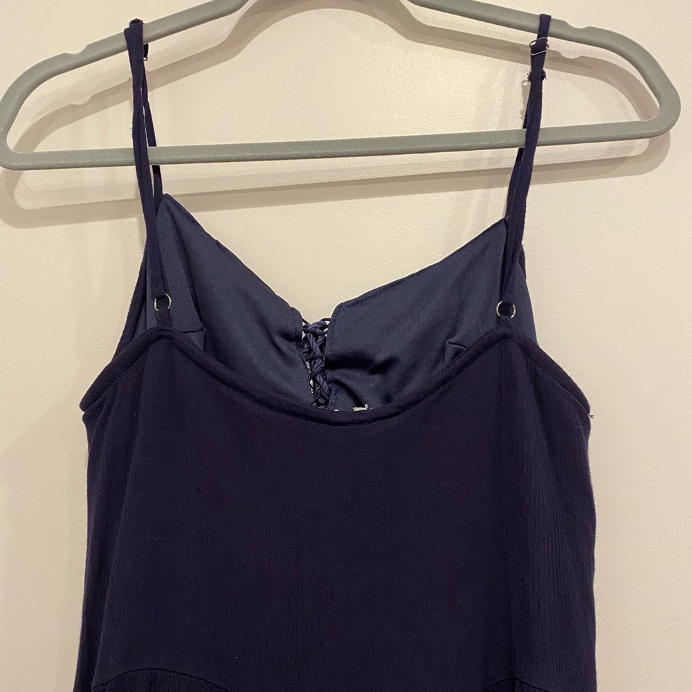 •2/$30• Boho Navy Blue & White Embroidered Dress - Size Large - Picture 4 of 4